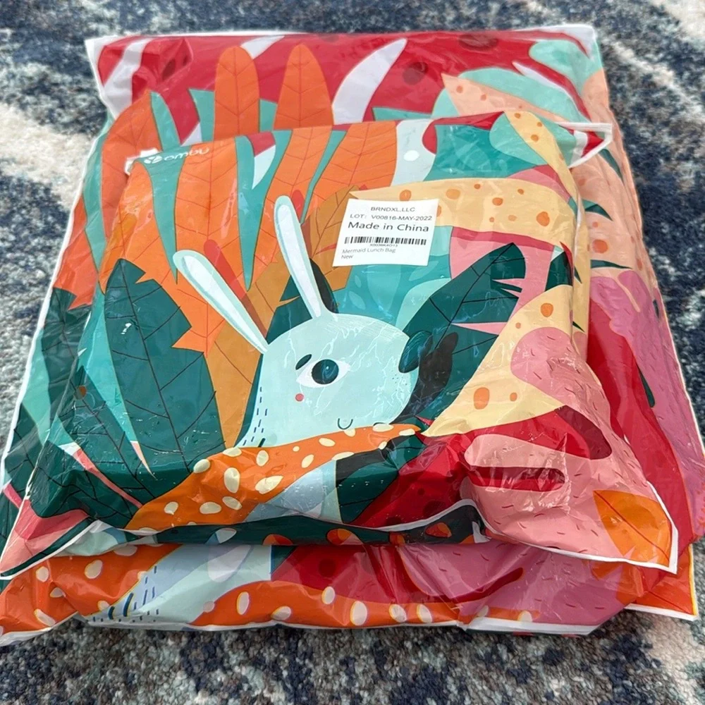 Kids Mermaid Backpack with Pom-Pom Charm and Lunch Bag